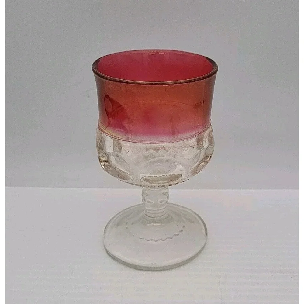 Indiana Glass Kings Crown Thumbprint Ruby‎ Flash 5 5/8 Wine Goblet